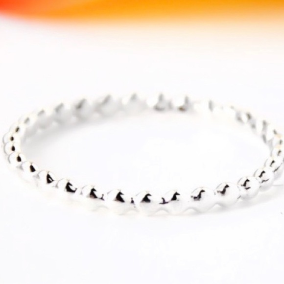 Sterling Silver Beaded Stackable Band Ring - Picture 2 of 4